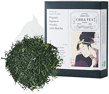 Japanese Sencha with Matcha Green Tea -100% Japanese Green Tea by CHILL TEA Tokyo - Plastic-Free Tea Bags - First Flush - Fresh Umami - (30 Tea Bags)