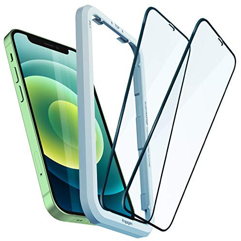 Spigen AlignMaster Schutzfolie kompatibel mit iPhone 12 Mini, 2 Stück, Volle Abdeckung, Kratzfest, 9H Härte Folie