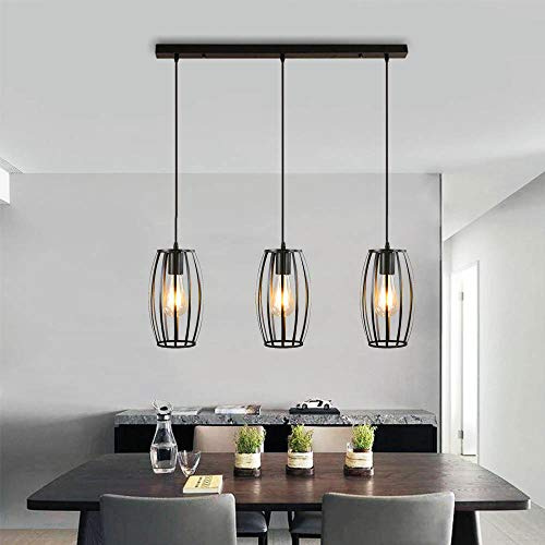 Mengjay Trade Moderno Lampada a Sospensione Vintage Industriale Iron Art Lampada a Pendente a Gabbia in Metallo,Lampada a sospensione Vintage industriale per Cucina,Bar,Soggiorno,3 Luci