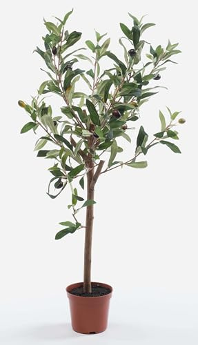 artplants.de Olivenbaum künstlich Alberto, Echtstamm, mit Früchten, 65cm - Künstlicher Olivenbaum/Seidenbaum