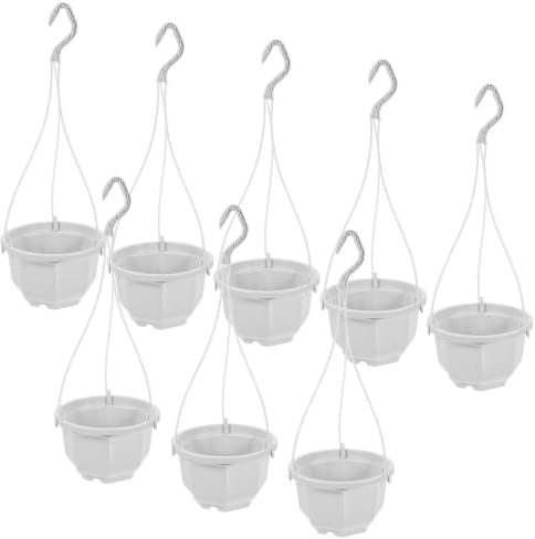 Cabilock 8Pcs Hängende Pflanzer Hängen Blumentöpfe Kunststoff Pflanzen Aufhänger Halter Hängenden Korb für Indoor Outdoor Garten Sukkulenten Decke Wand Fenster Hängen Weiß