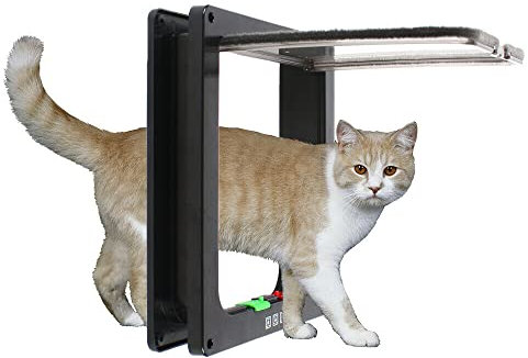 Katzentür Katzenklappe Katzentunnel Cat Corridor Katzenschlupf für Zimmertüren, Haustierklappe Kleine Hunde Katzen Tür, Abschließbare Kunststoff Klappe Klapptür Torrahmentür 28 * 25 * 2.4 cm