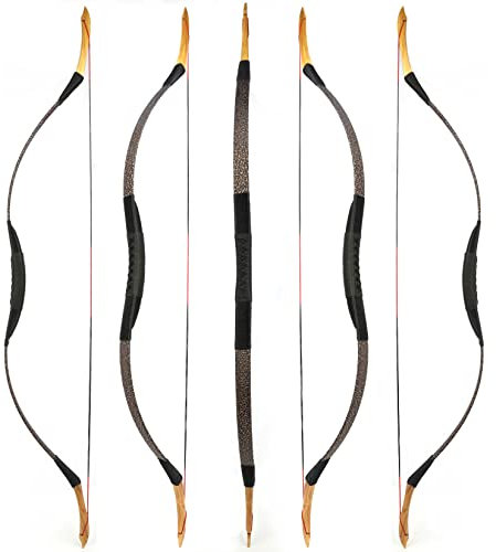 wolfman Traditionelles Bogen Recurvebogen Langbogen Sportbogen Bogenschießen Jagdbogen handgefertigter Holzbogen asiatischer mongolischer Bogen für Erwachsene Teenager Linke rechte Hand(L, 35Lbs)