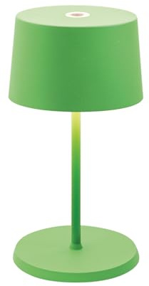 Zafferano, Olivia Mini Lampe, Tragbare und Wiederaufladbare Tischlampe mit Touch Control, Geeignet für Wohnzimmer und Außenbereich, Dimmer, 2700-3000 K, Höhe 22 cm, Farbe Grün