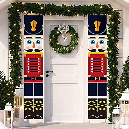 Esteopt Nutcracker Christmas Decorations - Outdoor Wall Decor & Gifts - Nutcracker Soldier Model Hanging Banners