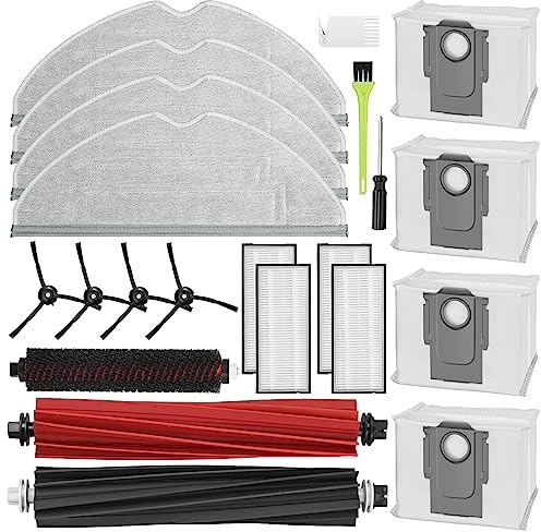 DrRobor Accessoires pour Roborock S8 Pro Ultra | 2 Brosses Principales, 4 Filtres, 4 Serpillières, 4 Sacs à Poussière, 4 Brosses Latérales