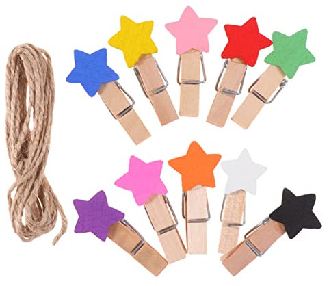 Cabilock 100pièces Pinces Bois De Mini Pinces Forme Étoile pour Messages Et Notes Couleurs Assorties