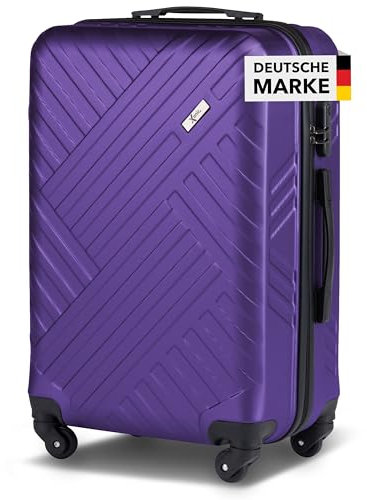 Xonic Design Reisekoffer - ABS Hartschalen Koffer mit 360° Leichtlauf-Rollen - hochwertiger Trolley mit Zahlenschloss in M-L-XL oder Set (Lila, L)