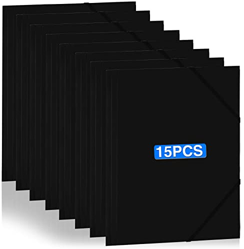 CASMIGC 15 Chemises Plastique, Chemises en Plastique Pinces D'Angle A4, avec 2 Bandes ÉLastiques Chemise de Documents IdéAle Pour Range Document Bureau