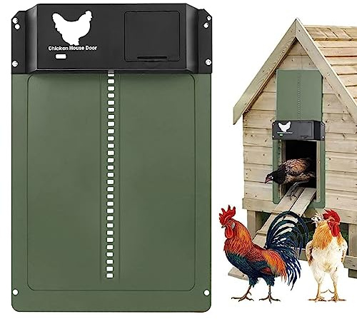 Automatische Hühnerklappe, Elektrische Hühnerklappe Automatisch(Grün) | Automatischer Türöffner Hühnerstall, Hühnertür Inklusive Schieber Mit Führungsschienen, Sichere Hühneraufzucht