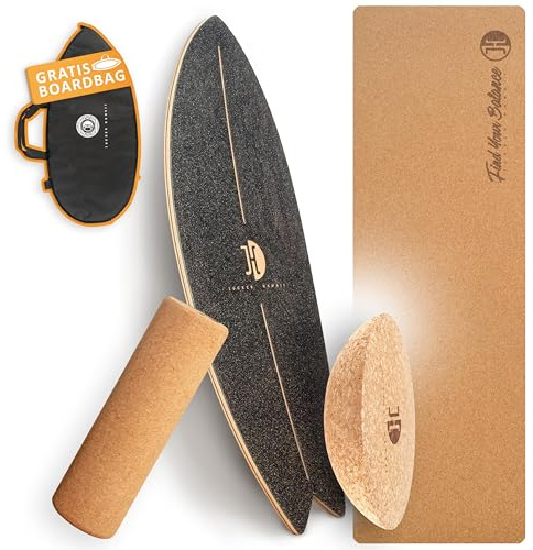 JUCKER HAWAII Balance Board Ocean Rocker - Balanceboard mit Rocker Shape (100% Echtholz) und extra rutschfester Oberfläche - Find Your Balance