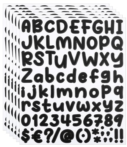 PATIKIL Letras y Números Adhesivos de Vinilo 6 Hojas de Pegatinas Autoadhesivas en Mayúsculas para Buzón Ventana de Oficina Caja de Regalo Decoración de Scrapbook Negro