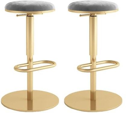 Barhocker 2er Set - Drehbar Stehhocker, Drehbare Barhocker Verstellbaren Barhockern Aus Samt Mit Hoher Rückenlehne, Gepolsterte Moderne Barhocker, Barhocker, Stühle Für Esszimmer/Hausbar/Küche ( Color