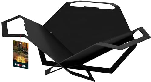 KOTARBAU® Brasero Fonte en Acier Noir | Brasero Extérieur | Brazero Jardin Hexagonale Pliable