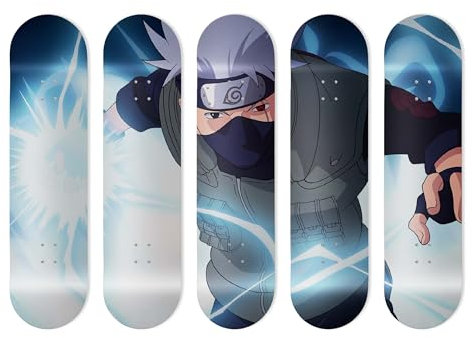 Aluminiumbrett in Form eines Skateboards für Wanddekoration, Anime, Naruto, für eine originelle Dekoration (5 Platten + Befestigungssets)