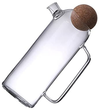 Zerodeko Tetera De Vidrio Engrosado Resistente Al Calor 1200 Ml Tapón De Corcho Para Té y Agua El Hogar, Adecuado Para Uso Diario y Reuniones Familiares