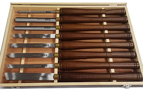 Ensemble De 8 Ciseaux À Bois Pour Tour À Bois Lames En Acier HSS Outils De Tournage Du Bois Caisse En Bois Pour Le Stockage Pour La Sculpture Sur Bois Sculpture Sur Racine Meubles