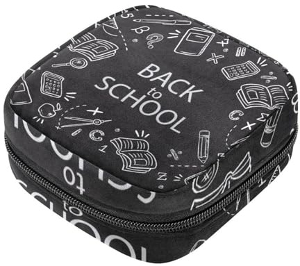 RODAILYCAY Damenbinden-Aufbewahrungsbeutel für Damen, große Kapazität, Menstruationspad-Tasche, Kreidezeichnung, Schulanfang, Menstruationstaschen, Tampon-Sammelhalter, Geldbörse