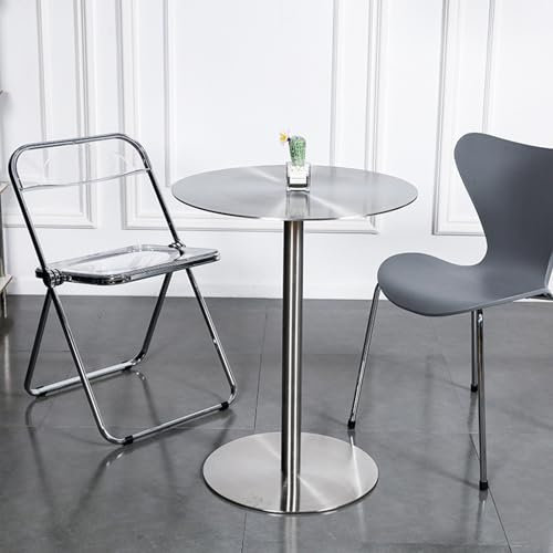 Pub-Stehtisch aus Edelstahl, runder Kleiner Bürotisch, Konferenztisch, Kaffee-Besprechungstisch, Kleiner Küchen-Esstisch, Beistelltisch, hoher Cocktailtisch für Wohnzimmerpartys (Größe: 60 x