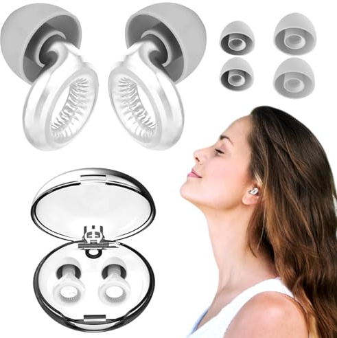 Ear Plugs Noise Cancellation，Adults Ear Plugs for Sleep，Adults Concerts Sleep Earplugs - Noise Sensitivity Hearing Protection Anxiety Stress for Men Women (with Earcaps XS/S/M/L)