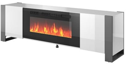XXAD553TY Chimenea de Pared Mueble de TV for TV, Chimenea incluida, Mueble de Sala de Estar, Soporte for TV, Soporte for TV con Chimenea Blanca Chimenea(Blanco)