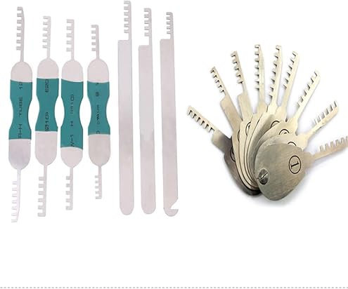 QiDAi Set di grimaldelli a pettine per lucchetto, a forma di pettine, facile da usare (7 pezzi + 9 pezzi)