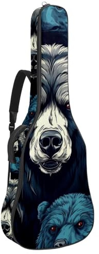 Bella custodia impermeabile per chitarra acustica, con tasche multiple e strato protettivo per chitarre da 40/41/42 pollici, animali della bandiera americana, Multicolore, 42.9x16.9x4.7 in, Borsa per