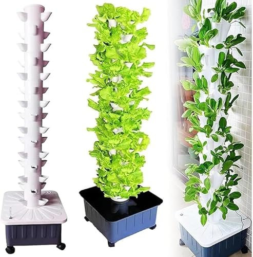 Kit torre idroponica con 15 livelli e 45 fori sistema di coltivazione acquaponica verticale per giardinaggio domestico in cucina.