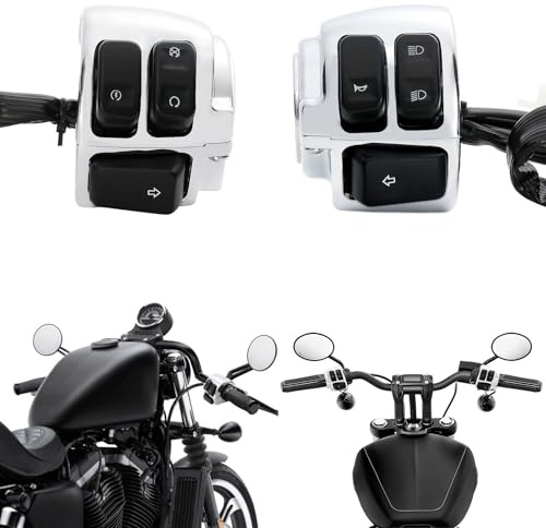 1 Chrom Motorrad Schalter Startschaltereinheit Set Hupe Licht links und rechts Motorrad-Steuerschalter, 1 Paar
