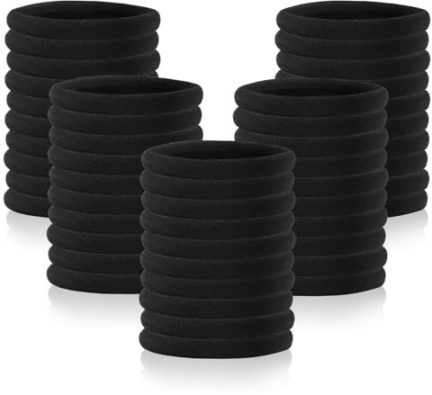 Sularpek 50 Stück Haargummi, Haargummis Schwarz, Haargummi Dickes Haar, Haargummis Damen Schwarz, Ohne Metall Haarband Zopfgummi, für Mädchen Mann Frauen