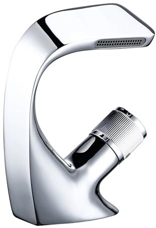Bagnolux-grifo de lavabo sobre encimera montado en cubierta de latón gris, mezclador de un solo mango, grifos de agua fría y caliente(Polished Chrome)