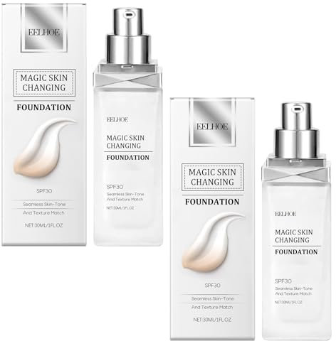 SNONESIY 2 Stück Farbwechselnde Foundation für Reife Haut, Wasserfeste Foundation, Light, Long Lasting