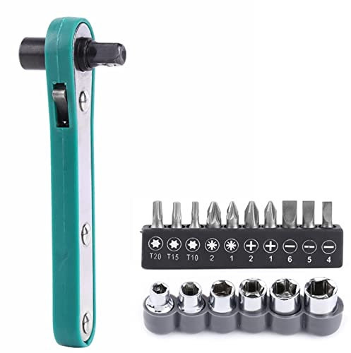 NDNCZDHC 1 / 4in Ratchet Screwdriver, Mini Ratchet Wrench Screwdriver Set with Reversible Drive Handle Micro Screwdriver Set with Sockets and Hex Bits Set