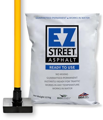 Pothole Repair Kit | EZ Street Asphalt | Heavy Duty 10lb Tamper | Permanent Pothole Repair | Ready to Use (1, 1 Bag)