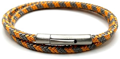 KAROO EARTH JEWELLERY Men's Paracord Bracelet, Double Wrap Marine Rope, Stainless Steel Trigger Clasp, Waterproof, Navy Style (Sandstone)