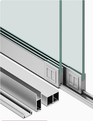 Generisch 5 mm große, bergförmige Doppelgleitschiene for Vitrinen, Glasschiebetür, dreiteilige Schiene, Vitrinen-Gleitschiene, Schiebetür(120cm)
