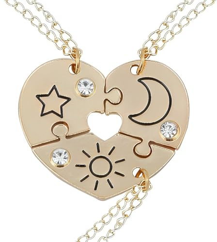 JEYORZY 3 Stück BFF Halskette für 3, Freundschaftskette Beste Freunde, Kette Mädchen, Herz durchgebrochen Sticking Magnetischer Bester Freund Halsanhänger für Frauen Freundschaft Schmuck Geschenk