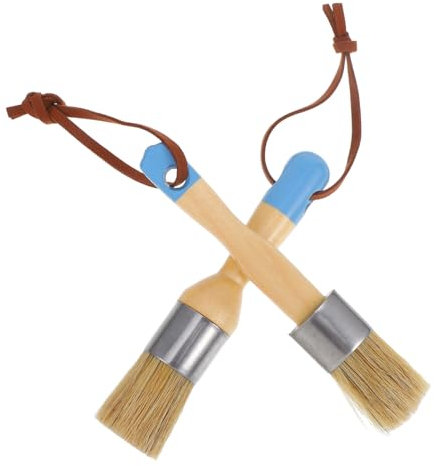 DIYEAH 2pièces Lot de Pinceaux Ronds pour Peinture Craie Poils Naturels Et Manches Bois pour Décoration Intérieure Meubles Loisirs Créatifs