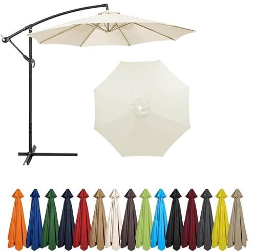 2m - 4m Replacement Parasol Canopy, UPF 50+ Garden Parasol Replacement Canopy,6 Arms 8 Arms Parasol Cover for Garden Parasol Accessories (Beige A,8ribs:4m/13.1ft)