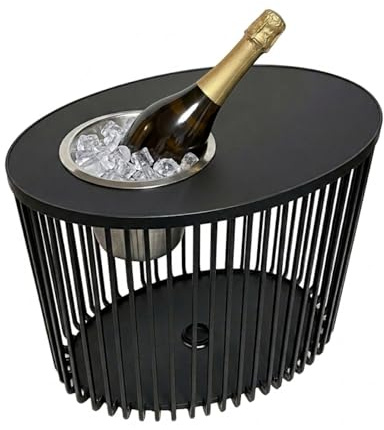COOTAB COOLER TABLE Beistelltisch Stockholm mit Kühlfunktion & herausnehmbarem Edelstahl-Kühler | Outdoor Loungetisch & Getränkekühler | Softtouch-Oberfläche | wetterfest, stapelbar – Schwarz