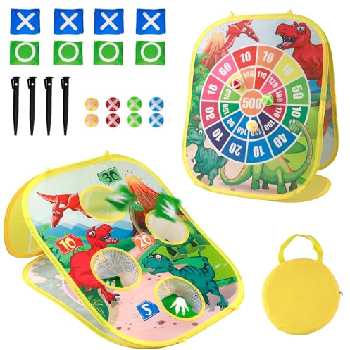 Bean Bag Toss Game Toy Indoor and Outdoor Toys for Kids Toddlers Dinosaur Toys Family Party Carnival Games for Boys and Girls 3 4 5 6 7 8 9 Year Old Birthday Gifts Outside Backyard Beach Lawn Games