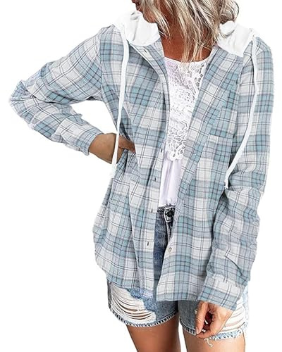 LACOZY Chemise à carreaux en flanelle à manches longues surdimensionnée pour femme