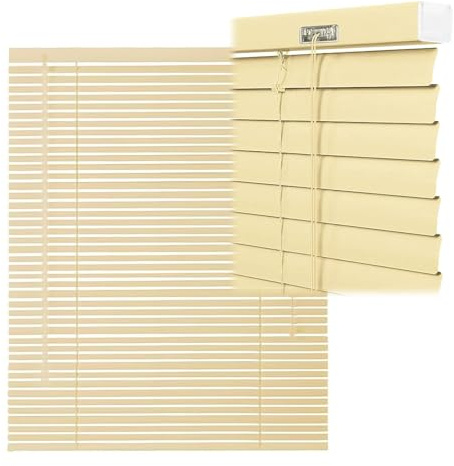 Interior Persiana de Aluminio Personalizables, Persianas Venecianas, 25cm Lamas Privacidad Aislamiento Térmico Horizontales Stores para Ventana, para Cocina Dormitorio Salón Baño W 25cm-165cm(Amarillo