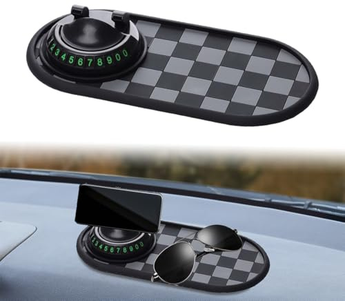 KEPYATI Multifunction Car Anti-Slip Mat, Silikon Auto Antirutschmatte Handy, 360° Drehbar Anti Rutsch Armaturenbrett Matte, Multifunktionaler Handyhalter Mit Parknummer Autodekorationen