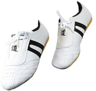 KANLVU Scarpe da Taekwondo per Uomo E Donna Tai Chi Kung Fu, Arti Marziali per Karate con Suola Leggera, Design Antiscivolo(37 EU,Black Straps)