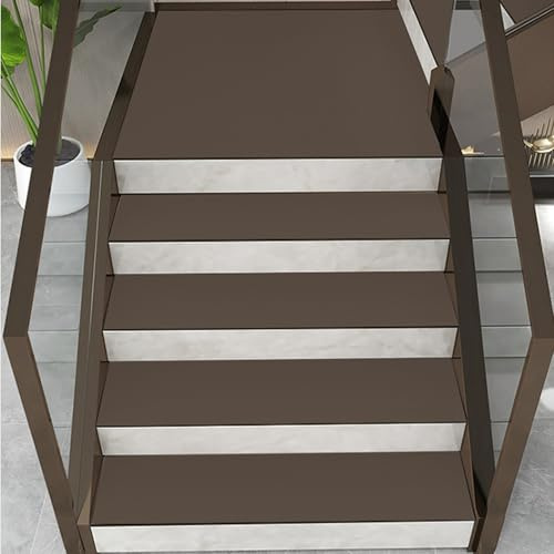 Protezioni per gradini in legno, per scale, lavabili, con retro in gomma antiscivolo, per cani, bambini e anziani (80 x 30 cm, 4 pezzi, marrone)