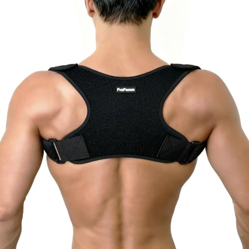 FvaPemm Posture Corrector for Women Men, Copper Upper Back Brace, Back Straightener Support Correcting Hunchback and Bad Posture, Back Pain Relief for Neck, Shoulder, Clavicle, Black, L/XL