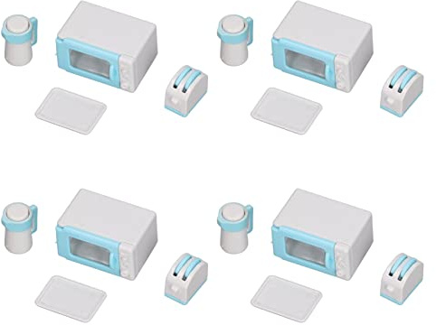Bonbela Lot de 8 mini poupées Fournitures de cuisine Chaudron Grille-pain Four Plateau Miniature Ustensiles de cuisine Kit