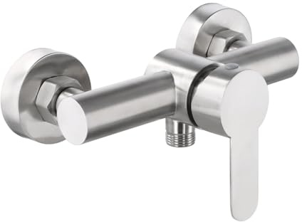 Monomando Ducha, Grifo Monomando Ducha, Grifo Ducha Baño de Pared Acero Inoxidable 304, Mezclador de Duchas Salida Inferior Universal G1/2 con Accesorios