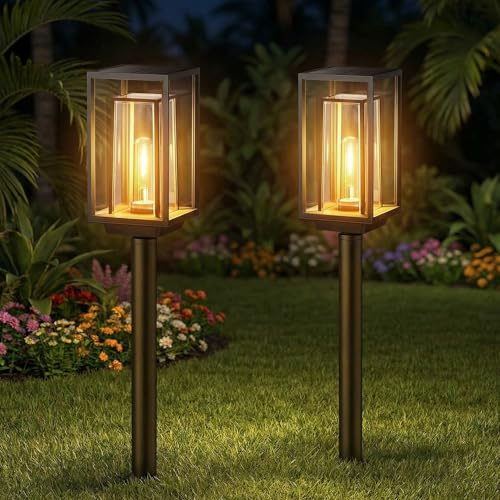 Kimuwote Solarlampen für Außen, 2 Stück Solarleuchten für Garten, Moderne Solarleuchten Garten Deko mit Warmweiß Wolfram, IP65 Wasserdicht für Balkon, Terrasse, Rasen, Hof, Outdoor